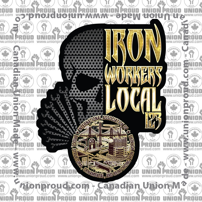 Ironworkers Metal Wrench Skull Decal