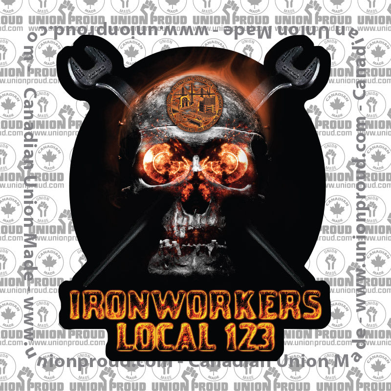 Ironworkers Flaming Skull Decal