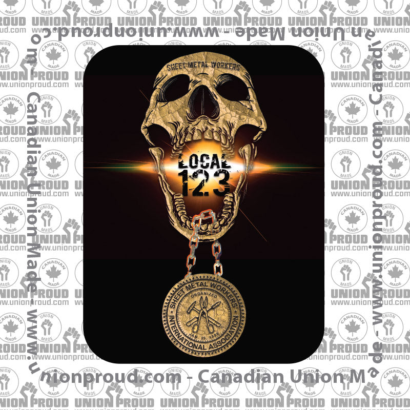 Sheet Metal Skull Medallion Union Decal