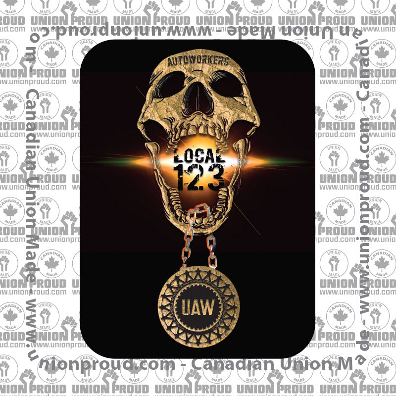 Autoworkers Skull Medallion Union Decal