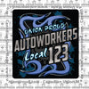 Autoworkers Blue Metal Union Decal