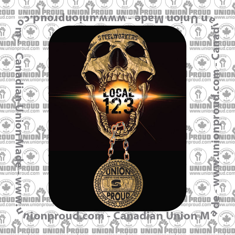 USW Steelworkers Skull Medallion Union Decal