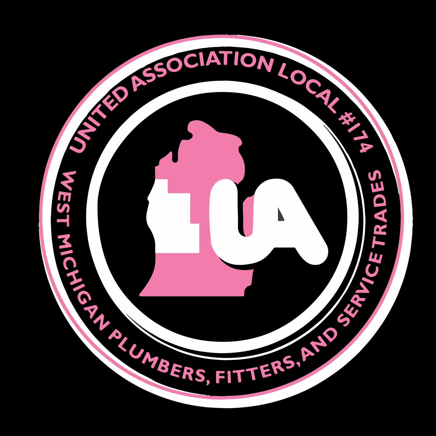 UA 174 Pink White Logo Decal
